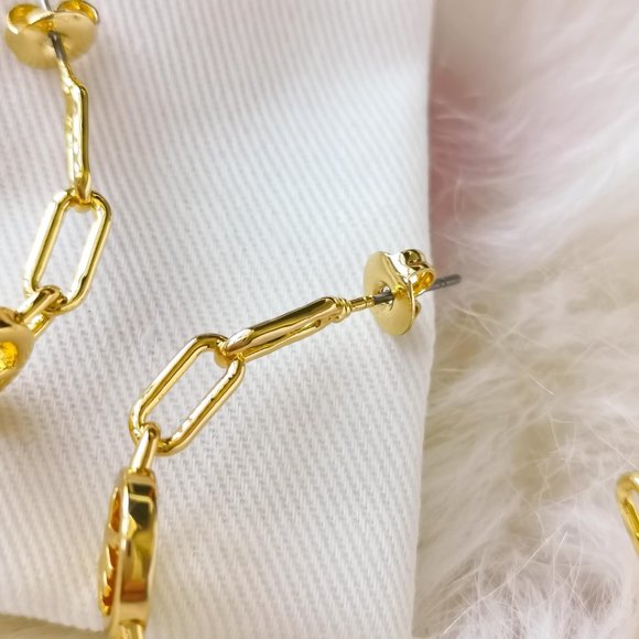 Michael Kors Goldtone Signature Hoop Chain Link hoop earrings - Picture 3 of 3